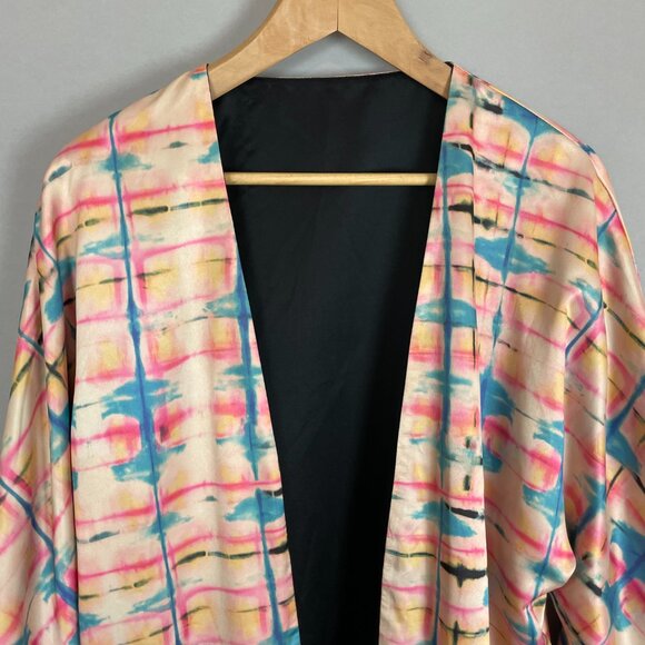 H&M Kimono Robe Shibori Tie-Dye Reversible Open Front Women Size 10 Reversible - Picture 15 of 16